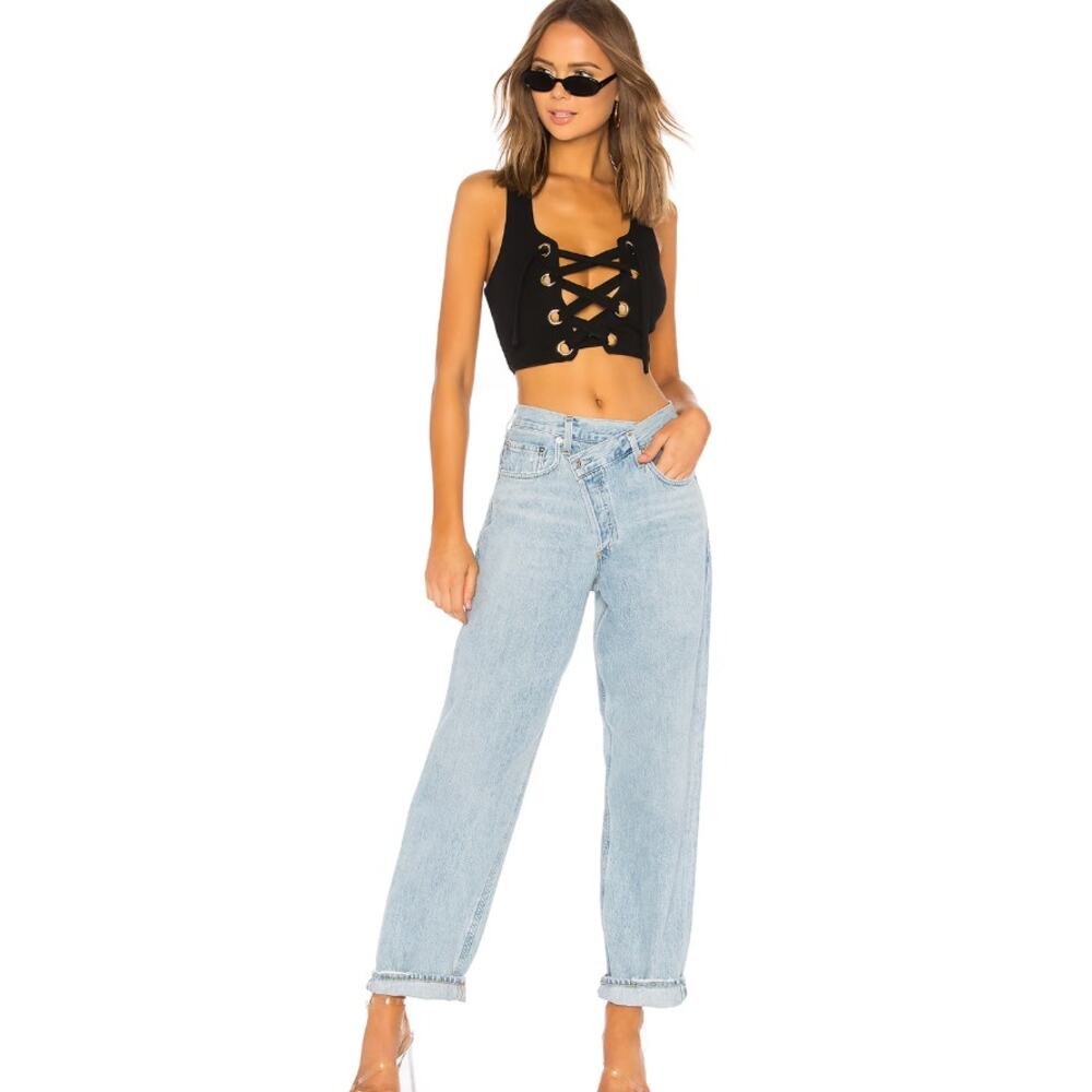 Agolde Criss Cross Upsized Denim Jean in Suburbia - Picture 5 of 11